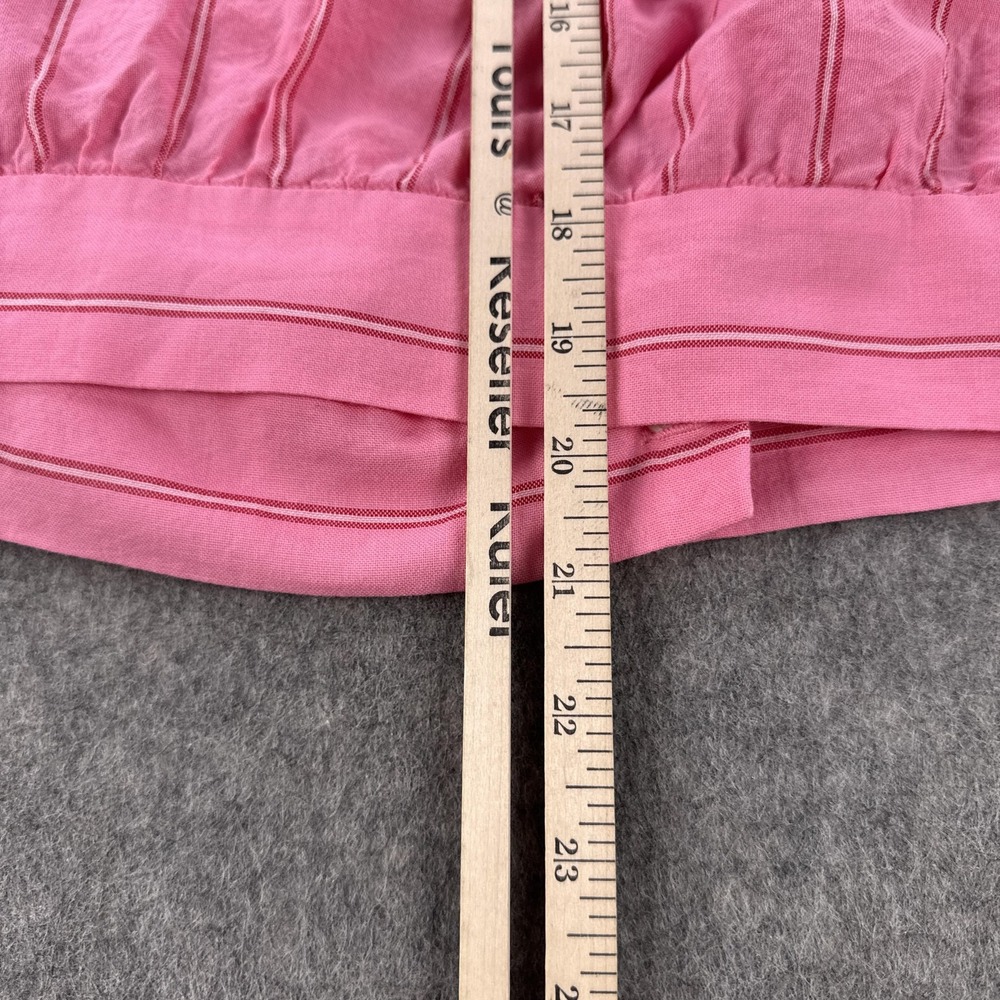 Madewell Blouse Womens Medium Pink Striped Wrap Tie Waist 3/4 Sleeve Cotton - Picture 10 of 11